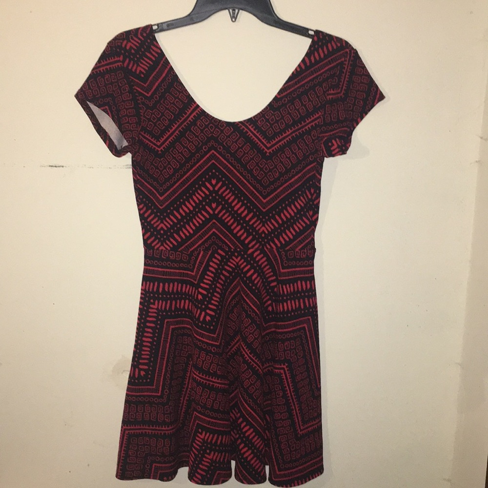 Planet Gold Red and Black Tribal Print Dress